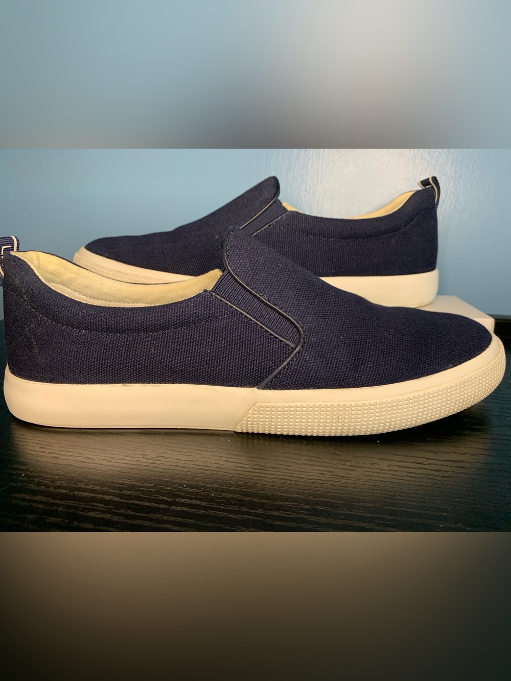 Lauren Ralph Lauren Navy Canvas Slip On Sneakers for Women - Picture 2 of 7